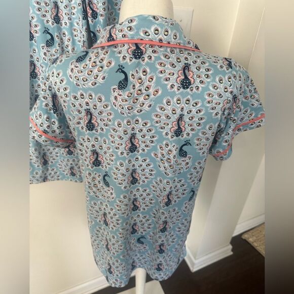 Munki Munki 2Pc Peacock Print Pajamas S - Picture 6 of 10
